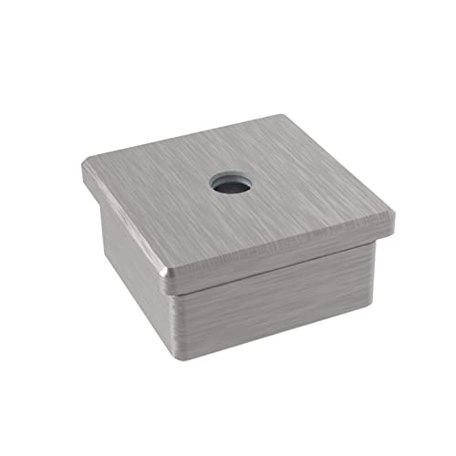 Sellon24® Edelstahl V2A Abdeckkappe quadratisch Endkappe 50x50x2,0 mm + M8 V2A geschliffen (A/4735-050-R) von Sellon24