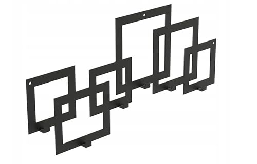 Sellon24® Design Garderobenhaken Wand, Garderobenleiste Schwarz Metall, Geometrisches Motiv, Kleiderhaken - 60 cm - für Mäntel, Jacken, Schals, Loft Modern (SQUARE) von Sellon24