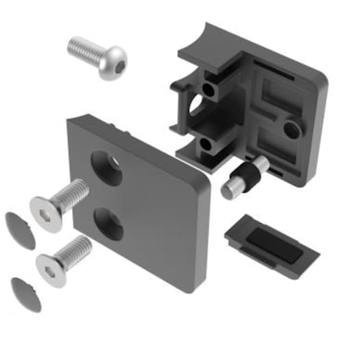 Sellon24® Glashalter 4 Stück Edelstahl RAL 9004 Glasklemme 45x45x26 mm inkl. Gummieinlage | Rohr 42,4 oder flach | Glas 6-10,76 | MOD230P Schwarz (Flach + Gummi 8 mm) von Sellon24