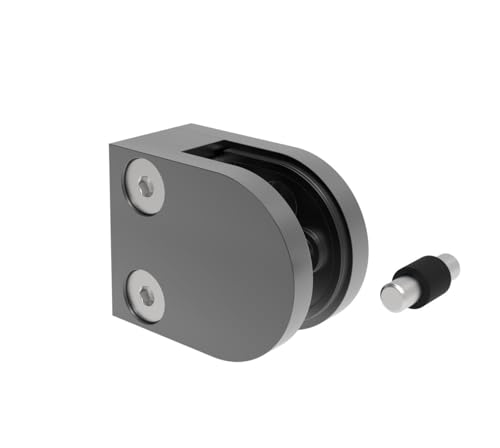 Sellon24® Glashalter Zamak Glasklemme Zink RAL Glasklemme Geländer RAL7016 Anthrazit halbrund Pfosten Halterung Gelaender Glas pulverbeschichtet grau Balkonn Terrasse (10,0 mm) von Sellon24