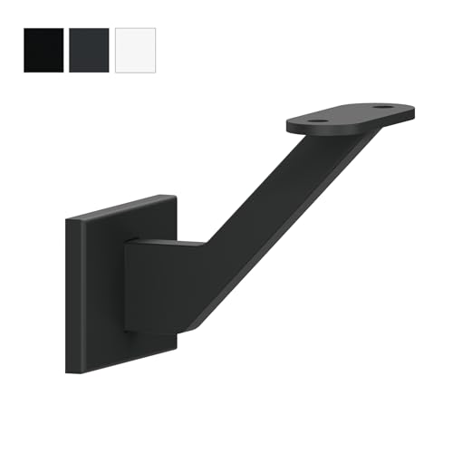 Sellon24® Handlaufhalter Handlaufträger Wand Holz RAL Schwarz Anthrazit Weiß Geländer Treppen Stahl Innenbereich/WPP 55 flach (RAL9005 Schwarz) von Sellon24