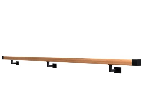 Sellon24® Holz Eiche Wandhandlauf eckig 40x40 Holzhandlauf Geländer Rohr Treppen Halterung (40x40/200cm/WPP33 Schwarz) von Sellon24
