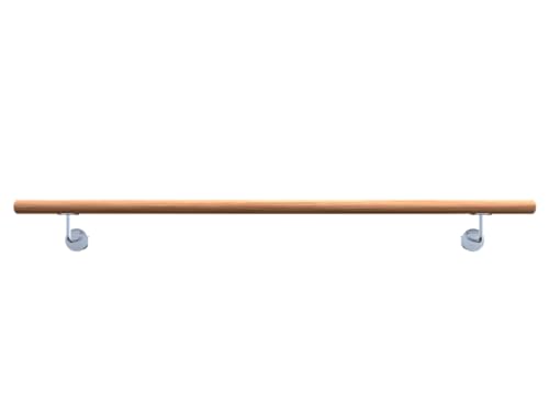 Sellon24® Holzhandlauf Handlauf Eiche 42,4 Geölt Echtholz Massiv Holz Treppe Geländer 100 cm Wandhandlauf 150 Gelaender Holzstange Halterung 200 Set stabil Wand Eichenholz (EICHE 42,4/150 cm / 0117) von Sellon24