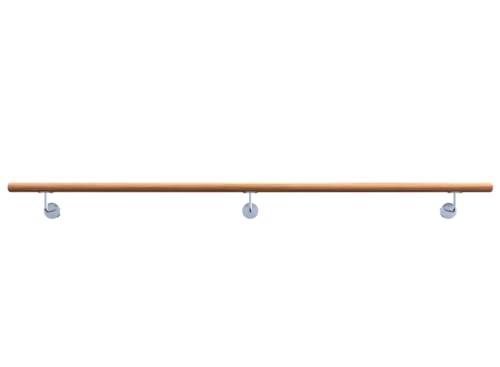 Sellon24® Holzhandlauf Handlauf Eiche 42,4 Geölt Echtholz Massiv Holz Treppe Geländer 100 cm Wandhandlauf 150 Gelaender Holzstange Halterung 200 Set stabil Wand Eichenholz (EICHE 42,4/200 cm / 0117) von Sellon24