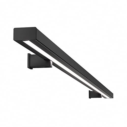Sellon24® LED Handlauf Stahl Pulverbemalt Schwarz 25x45 SLIM Wandhandlauf Geländer Treppe (125 cm, SCHWARZ RAL9005) von Sellon24