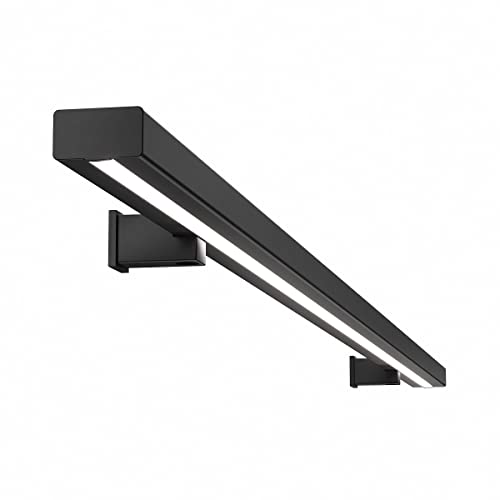 Sellon24® LED Handlauf Stahl Pulverbemalt Schwarz 25x45 SLIM Wandhandlauf Geländer Treppe (200 cm) von Sellon24