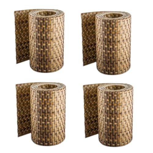 Sellon24® Rattan Sichtschutz-Streifen Rattanoptik Sichtschutz für Stabmattenzaun Flechtoptik 255 x 19 cm (RD08_Stroh_4 Stück) von Sellon24