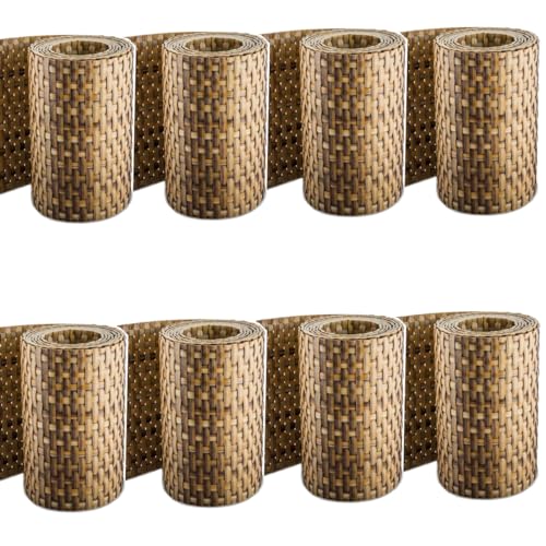 Sellon24® Rattan Sichtschutz-Streifen Rattanoptik Sichtschutz für Stabmattenzaun Flechtoptik 255 x 19 cm (RD08_Stroh_8 Stück) von Sellon24