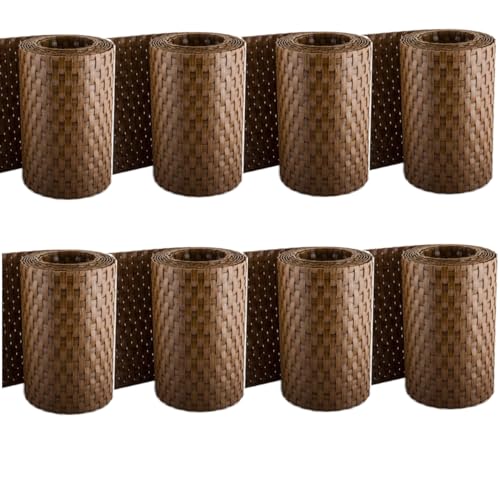 Sellon24® Rattan Sichtschutz-Streifen Rattanoptik Sichtschutz für Stabmattenzaun Flechtoptik 255 x 19 cm (RD13_Honig_8 Stück) von Sellon24