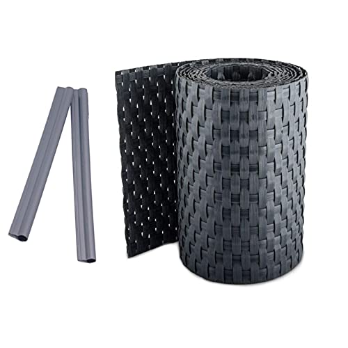 Sellon24® Sichtschutzstreifen Sichtschutz Rattan anthrazit Doppelstabmatten mit Clips 19 x 255cm Zaunblende dunkel grau inkl. Befestigungsclips Stabmattenzaun 2,5m (20,50€/m²) von Sellon24