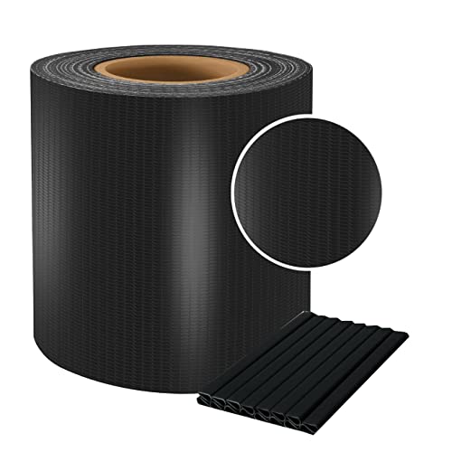 Sellon24 PVC Sichtschutz Streifen Zaunblende Folie Doppelstabmatte Zaun Zaunfolie 450g/m² 3,44€/m² (0,19 * 35m, Schwarz RAL 9005) von Sellon24