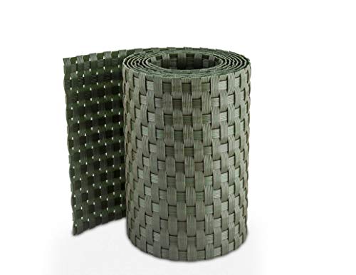 Sellon24 Sichtschutzstreifen Rattan Rolle Sichtschutz Zaunblende 255x19cm für Doppelstabmatten Zaun Rattanoptik Streifen RD12-grün von Sellon24