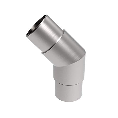 Sellon24® V2A Edelstahl Steckfitting 135° / 45° Grad Rohrbogen Fitting Eckstück Verbinder Geländer Rohr Rundrohr Handlauf 42,4 mm Gelaender Rohrfitting Edelstahlrohr Rundrohr Winkel Handlaufrohr von Sellon24