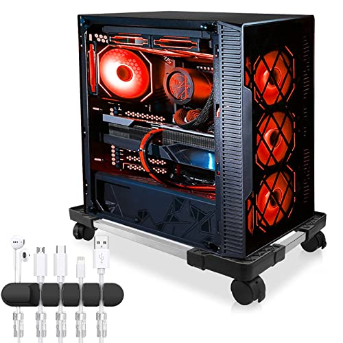 Seloom PC-Ständer, Computer-Tower-Ständer, verstellbarer mobiler CPU-Ständer, Desktop-PC-Gehäuse, Turm-Ständer mit rollenden Lenkrollen, PC-Erhöhung passend für die meisten Gaming-PCs unter dem von Seloom