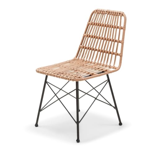 Selsey Alviano gartenstuhl, Faux Rattan Edelstahl, beige, 83 cm Hauteur von Selsey