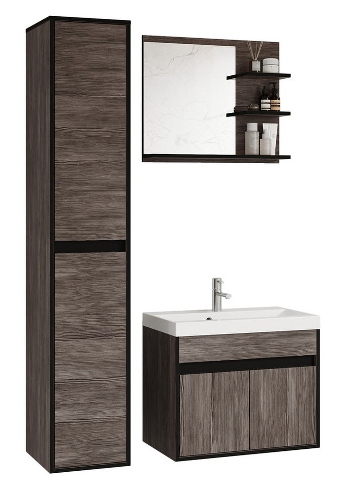 Selsey Badmöbel-Set LUANI, Badezimmermöbel-Set 4-teilig mit Waschtischunterschrank von Selsey
