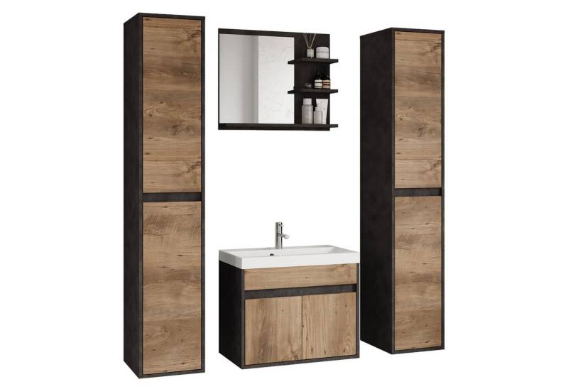 Selsey Badmöbel-Set LUANI XL, Badezimmermöbel-Set 5-teilig mit Waschtischunterschrank von Selsey