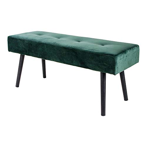 Selsey Belicer - Sitzbank, Polsterbank mit samtigem Stoffbezug, Knopfheftung und Metallbeinen, 100 cm breit (Samtbezug in Grün) von Selsey