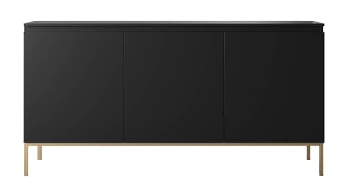 Selsey Bemmi Chest of Drawers with 3 Doors 77 x 150 cm on Gold Legs Bedroom Storage Unit Black One Size Selsey Bemmi Chest of Drawers with 3 Doors 77 x 150 cm on Gold Legs Bedroom Storage Unit Black One Size von Selsey