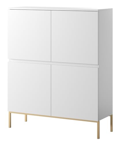 Selsey Bemmi Highboard, Holzwerkstoff Metall, Weiß, 100 cm breit von Selsey