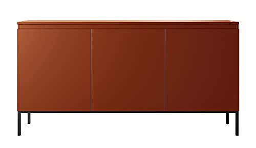 Selsey Bemmi Sideboard Kommode 3-türig, Ziegelrot mit Metallbeinen, 150 cm von Selsey