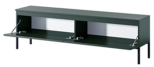 Selsey Bemmi TV-Lowboard TV-Schrank, Dunkelgrün mit schwarzen Metallbeinen, 175 cm von Selsey