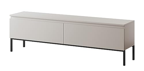 Selsey Bemmi - TV-Schrank Lowboard, Beige mit schwarzen Beinen, 150 cm von Selsey