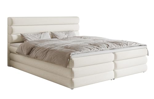 Selsey Bett 140 x 200 cm Boxspringbett Mit 2 Bettkästen Matratze H3 Topper Visco Schaumstoff Hydrophober Chenille Bettgestell Alegre Hellbeige von Selsey