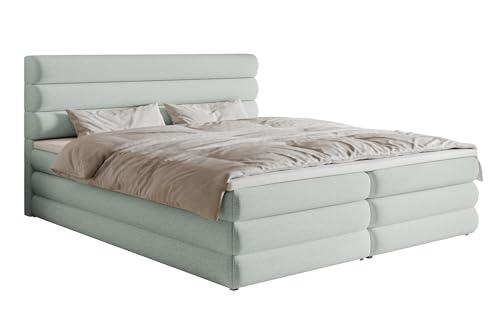 Selsey Bett 140 x 200 cm Boxspringbett Mit 2 Bettkästen Matratze H3 Topper Visco Schaumstoff Hydrophober Chenille Bettgestell Alegre Hellgrau von Selsey