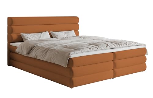 Selsey Bett 140 x 200 cm Boxspringbett Mit 2 Bettkästen Matratze H3 Topper Visco Schaumstoff Hydrophober Chenille Bettgestell Alegre Kupferfarbe von Selsey