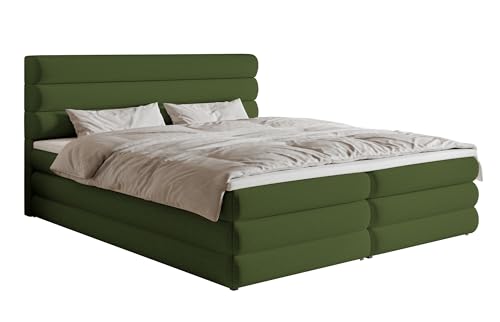 Selsey Bett 140 x 200 cm Boxspringbett Mit 2 Bettkästen Matratze H3 Topper Visco Schaumstoff Hydrophober Chenille Bettgestell Alegre Olivengrün von Selsey
