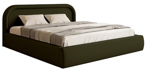 Selsey Bett 140 x 200 cm Polsterbett Schlafbett Mit Bettkasten Stauraum Metallgestell Kopfteil Chenille Ruvi Olivengrün von Selsey