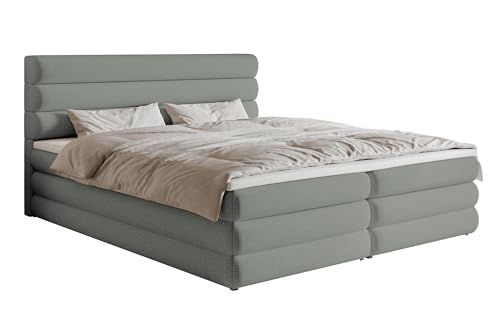 Selsey Bett 160 x 200 cm Boxspringbett Mit 2 Bettkästen Matratze H3 Topper Visco Schaumstoff Hydrophober Chenille Bettgestell Alegre Grau von Selsey