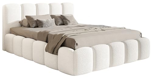 Selsey Bett 180 x 200 cm Polsterbett Schlafbett Mit Bettkasten Stauraum Metallgestell Kopfteil Boucle Cloudy II Creme von Selsey