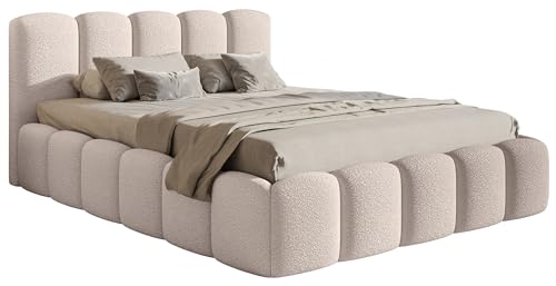 Selsey Bett 180 x 200 cm Polsterbett Schlafbett Mit Bettkasten Stauraum Metallgestell Kopfteil Boucle Cloudy II Hellbeige von Selsey