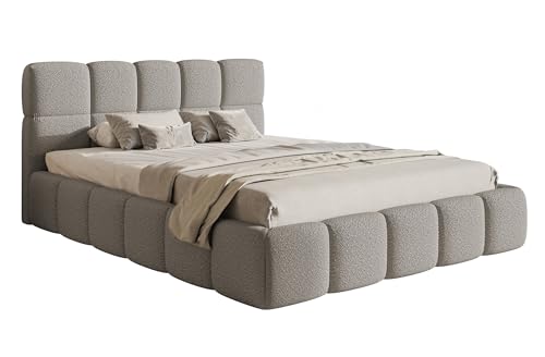 Selsey Bett Polsterbett 140 x 200 cm Boucle Gewebe Reißfest Cloudy Grau von Selsey