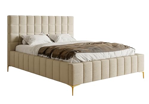 Selsey Bett Polsterbett Doppelbett 140 x 200 cm Mit Bettkasten Metallrahmen Goldene Beine Gasdruckfeder Schlafbett Chenille Beige Szejlo Selsey Bett Polsterbett Doppelbett 140 x 200 cm Mit Bettkasten Metallrahmen Goldene Beine Gasdruckfeder Schlafbett Chenille Beige Szejlo von Selsey