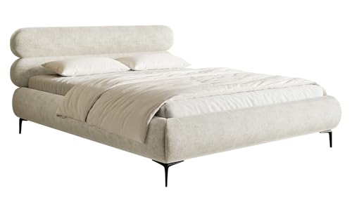 Selsey Bett Polsterbett Doppelbett 160 x 200 cm Mit Zweikammer Bettkasten Gasdruckfeder Metallrahmen Schwarze Beine Schlafbett Chenille Graubeige Roule von Selsey