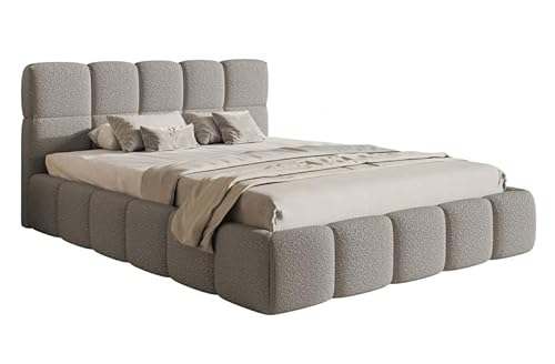 Selsey Bett Polsterbett Mit Stauraum Bettkasten 180 x 200 cm Boucle Gewebe Reißfest Cloudy Grau von Selsey