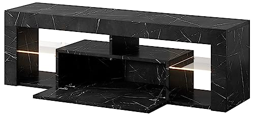 Selsey Biko TV-Schrank, Glas, Schwarz, 140 x 50,5 x 35 von Selsey