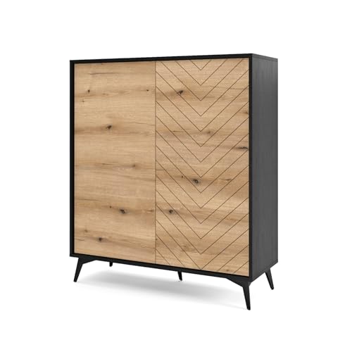 Selsey Boulia Highboard, Holzwerkstoff Metall, Schwarz, 104 cm breit von Selsey