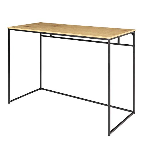 Selsey Seaford - Schreibtisch/Bürotisch Eichefarben/Schwarz mit Metallgestell, 100 x 45 cm von Selsey