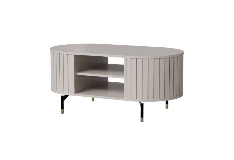 Selsey Couchtisch ZANTE, oval mit Lamellen und 2 Ablagefächern 104x56 cm von Selsey