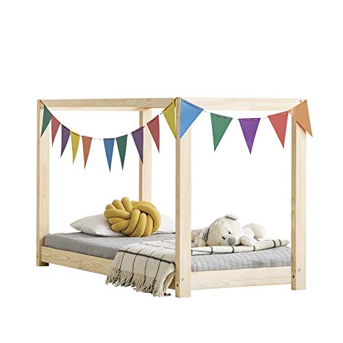 Selsey DALIDDA – Kinderbett Himmelbett mit Lattenrost Kiefernholz skandinavisch naturbelassen, 90x200 cm Selsey DALIDDA – Kinderbett Himmelbett mit Lattenrost Kiefernholz skandinavisch naturbelassen, 90x200 cm von Selsey