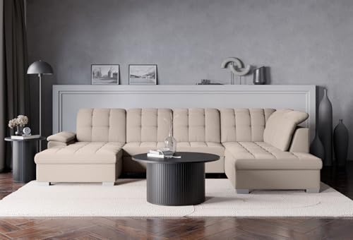 Selsey Ecksofa 330 x 212 cm U-Form Beige Modular Couch Sofa Mit Schlaffunktion Ottomane Sofa Mit Stauraum/Bettkasten verstellbare Kopfstützen Wasserabweisend, Abriebfest Linkse Seite Selsey Ecksofa 330 x 212 cm U-Form Beige Modular Couch Sofa Mit Schlaffunktion Ottomane Sofa Mit Stauraum/Bettkasten verstellbare Kopfstützen Wasserabweisend, Abriebfest Linkse Seite von Selsey