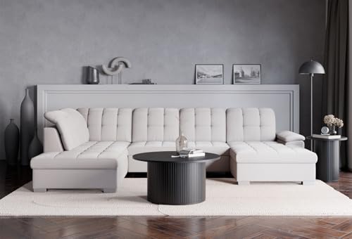 Selsey Ecksofa 330 x 212 cm U-Form Creme Modular Couch Sofa Mit Schlaffunktion Ottomane Sofa Mit Stauraum/Bettkasten verstellbare Kopfstützen Wasserabweisend, Abriebfest Rechtse Seite Selsey Ecksofa 330 x 212 cm U-Form Creme Modular Couch Sofa Mit Schlaffunktion Ottomane Sofa Mit Stauraum/Bettkasten verstellbare Kopfstützen Wasserabweisend, Abriebfest Rechtse Seite von Selsey