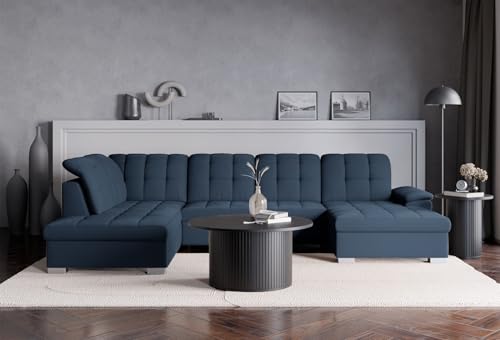 Selsey Ecksofa 330 x 212 cm U-Form Dunkelblau Modular Couch Sofa Mit Schlaffunktion Ottomane Sofa Mit Stauraum/Bettkasten verstellbare Kopfstützen Wasserabweisend, Abriebfest Rechtse Seite Selsey Ecksofa 330 x 212 cm U-Form Dunkelblau Modular Couch Sofa Mit Schlaffunktion Ottomane Sofa Mit Stauraum/Bettkasten verstellbare Kopfstützen Wasserabweisend, Abriebfest Rechtse Seite von Selsey