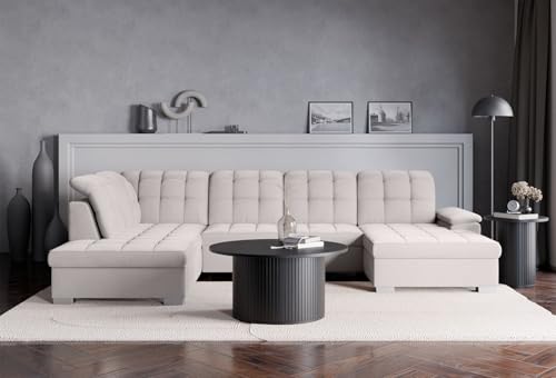 Selsey Ecksofa 330 x 212 cm U-Form Hellgrau Modular Couch Sofa Mit Schlaffunktion Ottomane Sofa Mit Stauraum/Bettkasten verstellbare Kopfstützen Wasserabweisend, Abriebfest Rechtse Seite Selsey Ecksofa 330 x 212 cm U-Form Hellgrau Modular Couch Sofa Mit Schlaffunktion Ottomane Sofa Mit Stauraum/Bettkasten verstellbare Kopfstützen Wasserabweisend, Abriebfest Rechtse Seite von Selsey