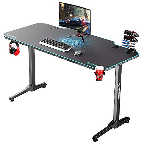 Selsey GAMORA - Gaming-Tisch / Gamer Schreibtisch mit Carbon Oberfläche, Full Desktop Mauspad, Tischplatte 140 x 66 cm (Schwarz / Blau) von Selsey