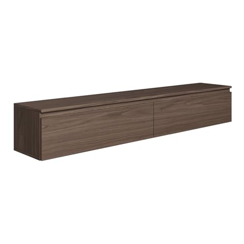 Selsey Hängeboard Bemmi 28,4x175x31,8 cm, Minimalistisches TV Lowboard, Wisconsin-Walnuss, Hochwertige Spanplatte mit ABS-Kanten, Zwei Klappenfächer,Melaminbeschichtet, Ideal fürs Wohnzimmer von Selsey